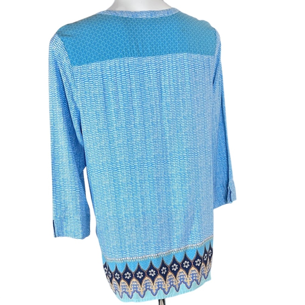 J. Jill Navy & Aqua Boho Tunic Blouse 🎉Host Pick🎉 - Picture 9 of 11